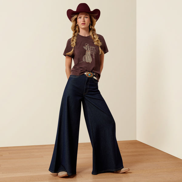 Ariat Women's Chocolate Plum Mineral Wash 'Rebel With A Cause' Embroidered Short Sleeve Tee 10079672