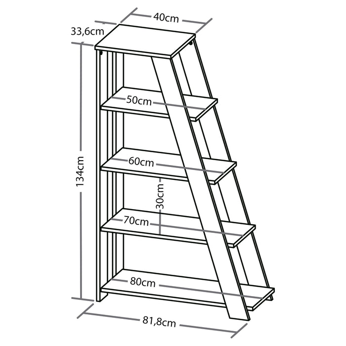 Bookcase Star 6194 4 Shelves 81.8*34.134Cm Elm (Limited 3 Months Warranty)