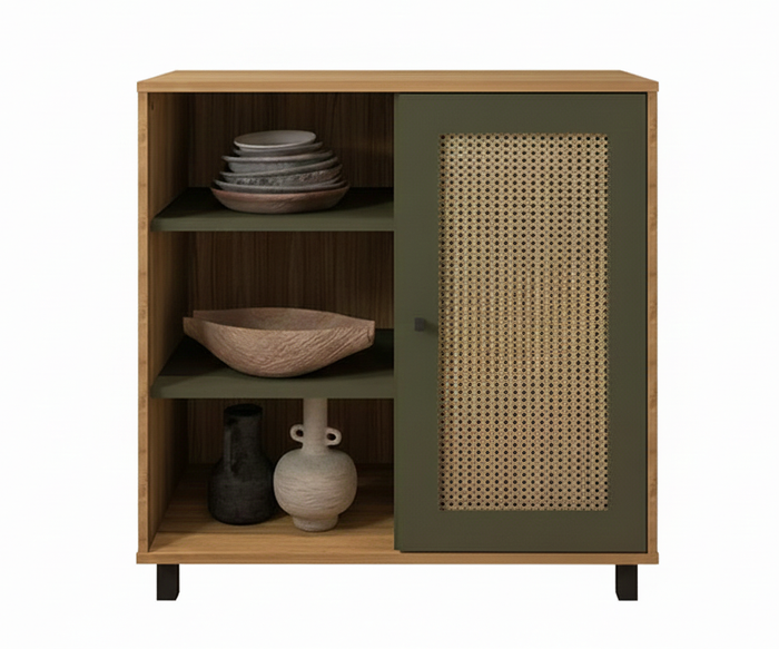 Buffet Charlotte 4535 1 Door With 3 Niches 80*40*80Cm Oak / Mint (Limited 3 Months Warranty)
