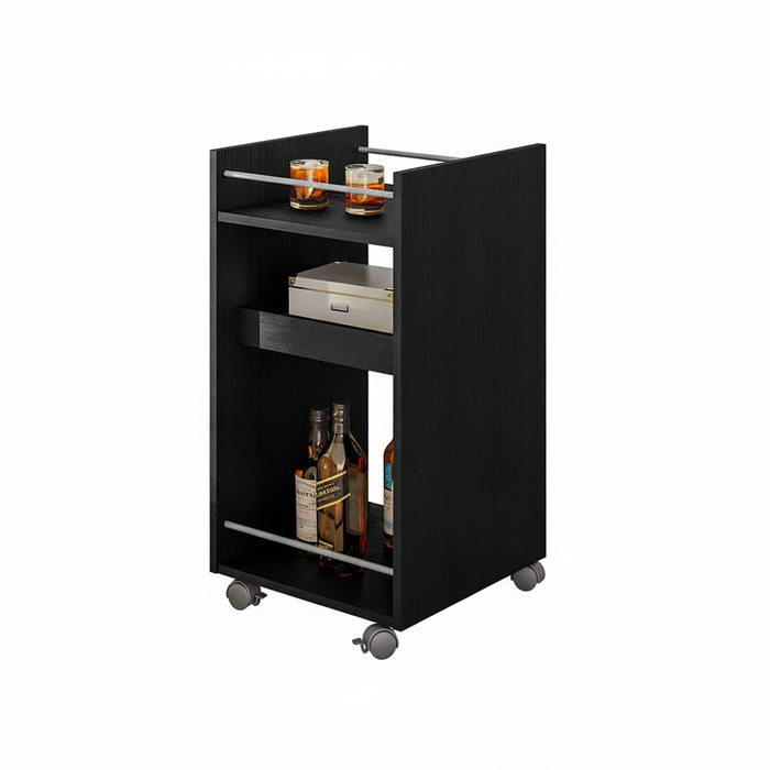 Cabinet Brito 3275 Compact Bar Cart 40*40*74.5 Cm Black (Limited 3 Months Warranty)