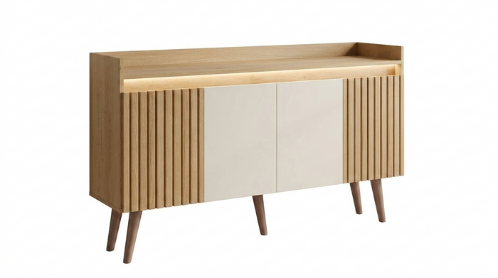 Cabinet Retro 5335R-355 4 Doors H86*W144*D38Cm Canela/ Off White (Limited 3 Months Warranty)