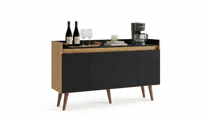 Cabinet Retro 5335R-423 4 Doors H86*W144*D38Cm Canela / Black ( Limited 3 Months Warranty )