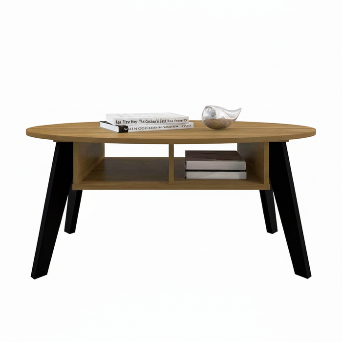 Coffee Table Diva 4360 Oval 100*60*44Cm Pine/ Black (Limited 3 Months Warranty)