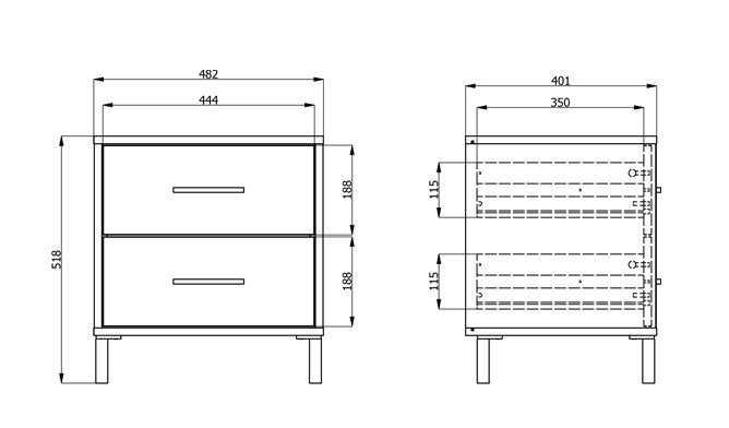 Night Stand Belfort 2 Drawers 48*40*52Cm Off White (Limited 3 Months Warranty)