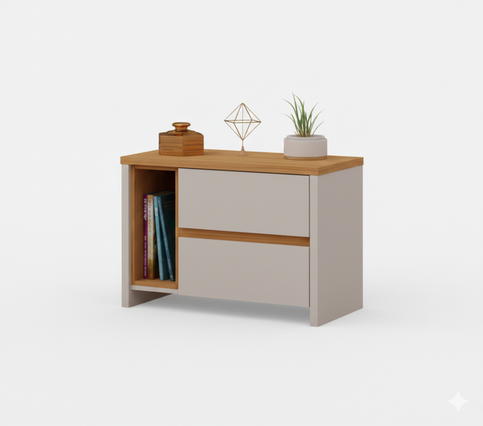 Night Stand Colore 2 Drawer Pearl / Camaru (Limited 3 Months Warranty)
