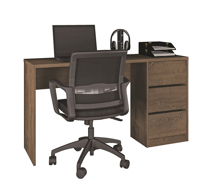 Office Table Escrivaninha 5105R-358 Table 3 Drawers- Mocaccino Rustico (Limited 3 Months Warranty)