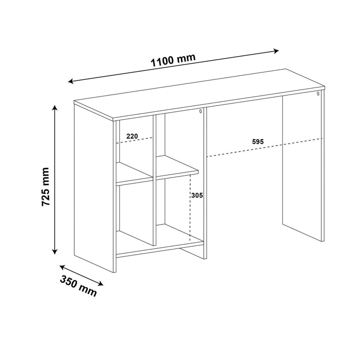 Office Table Matrix 3827 Four Niches 110*35*72.5Cm Black (Limited 3 Months Warranty)