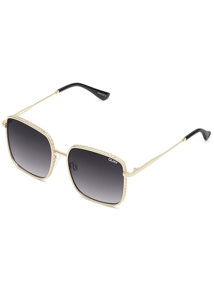 Quay Australia Real One Sunglasses in gold smoke — side view