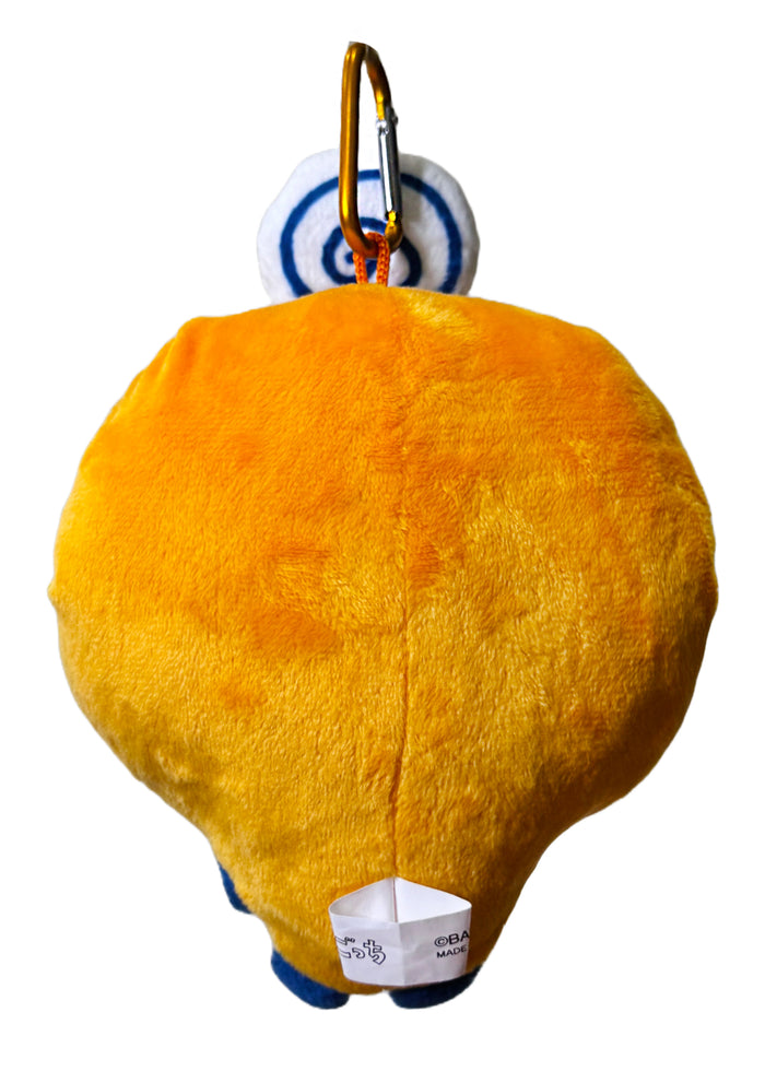 Bandai Tamagotchi Memetchi Plush Mini Pouch in orange with 3D chibi Memetchi plush design and zipper closure — back view