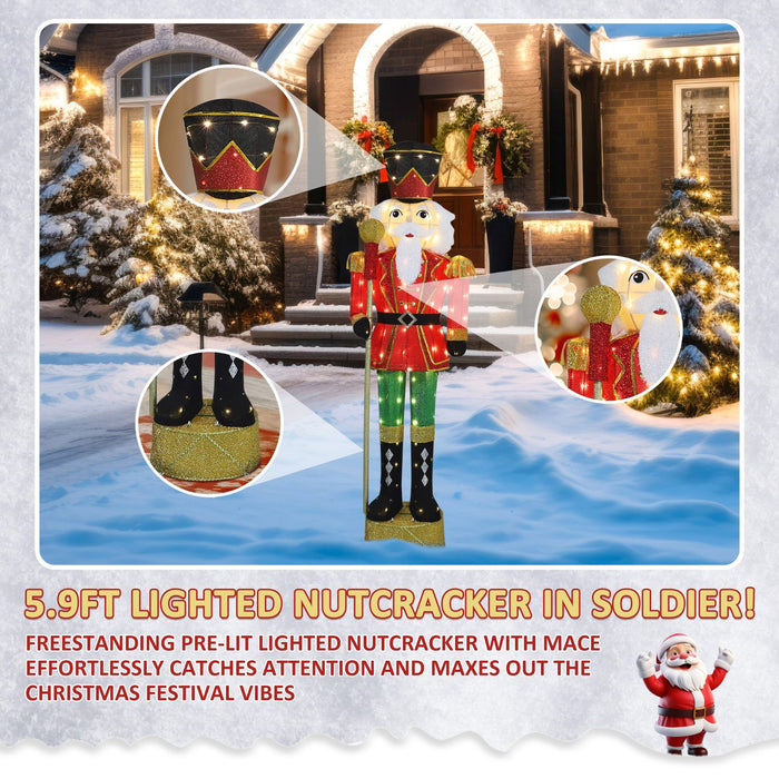 5.9FT Nutcracker Christmas Decor for Front Door, Porch and Party