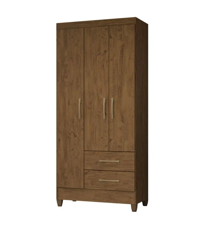 Wardrobe Lima 951331.6 3 Doors With 2 Drawers 182*82*47Cm Brown (Limited 3 Months Warranty)