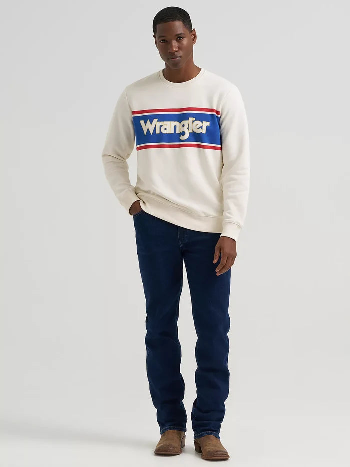 Wrangler Men's Antique White Legacy Logo Crew Sweatshirt 112380290