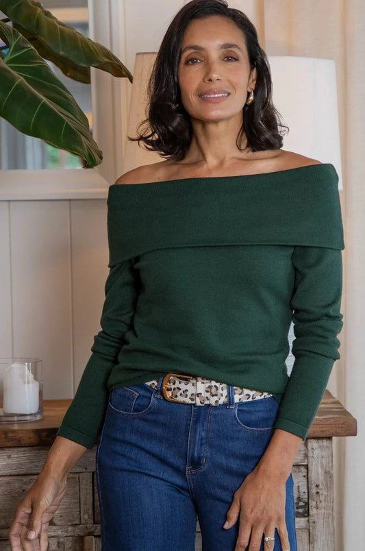 Megan Long Sleeve Top Forest Green