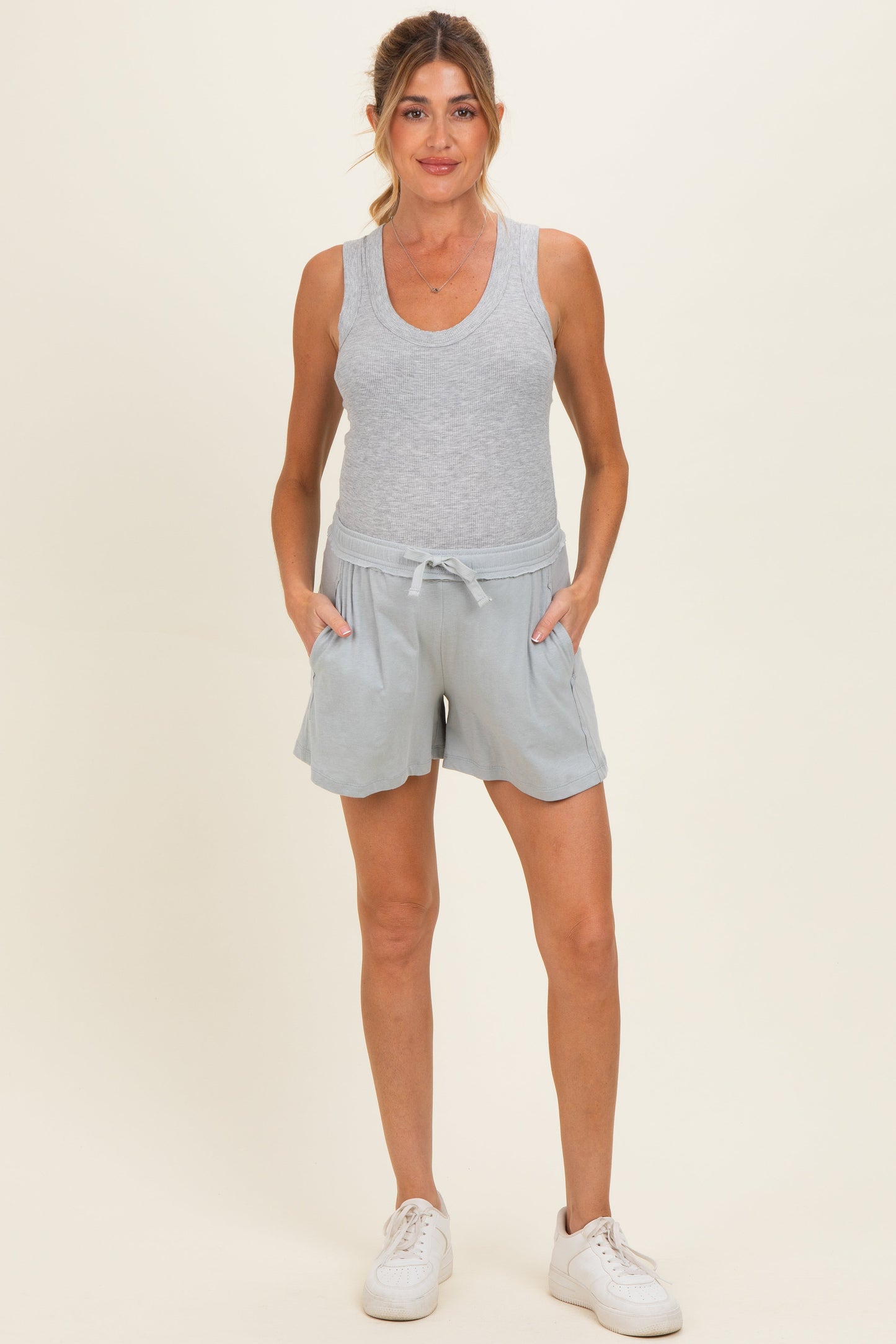 Light Grey Cotton Maternity Lounge Short