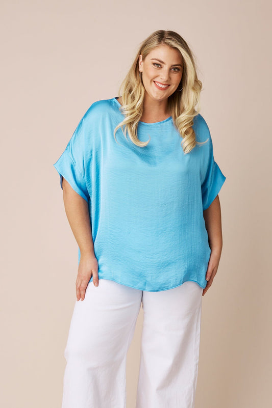 Bianca Short Sleeve Top Ocean Blue