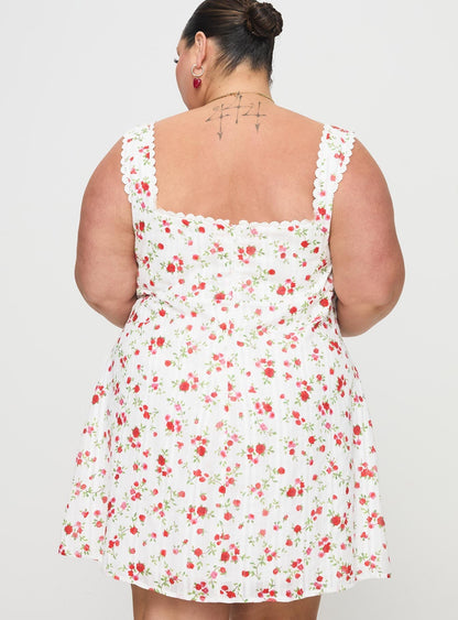 Dasha Mini Dress White Floral Curve