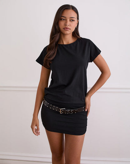 Amelina Backless Mini Dress in Black
