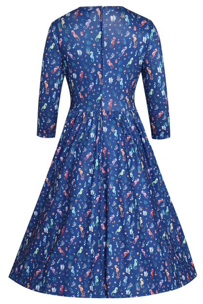 Billie Underwater Seahorse Flared Dress