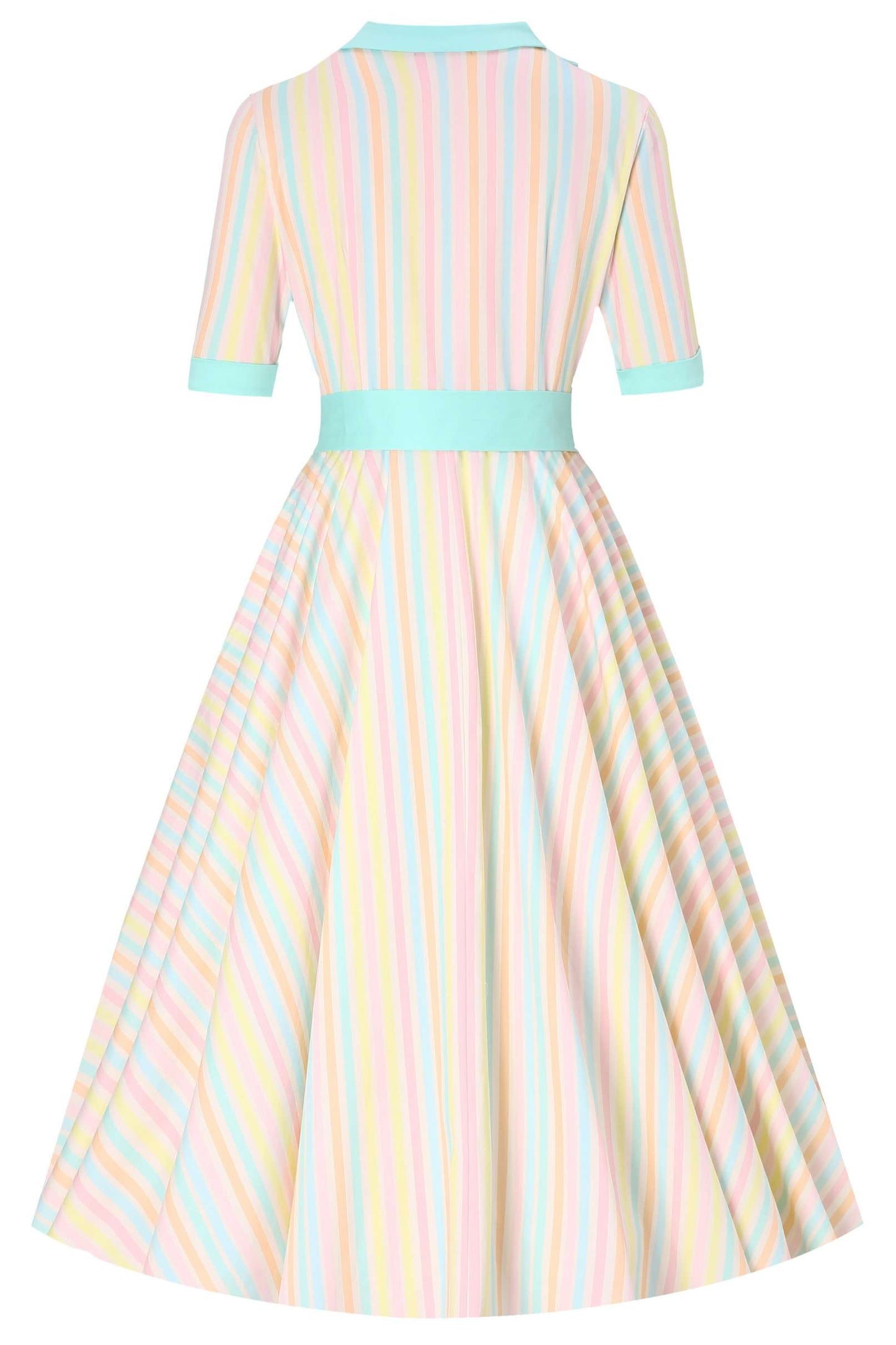 Mollie Pastel Striped Full Circle Shirt Dress