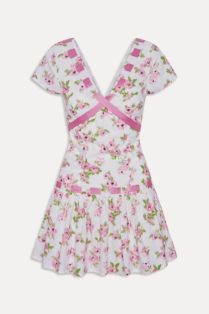 Belladonna Cotton Floral Mini Dress - Rosebush
