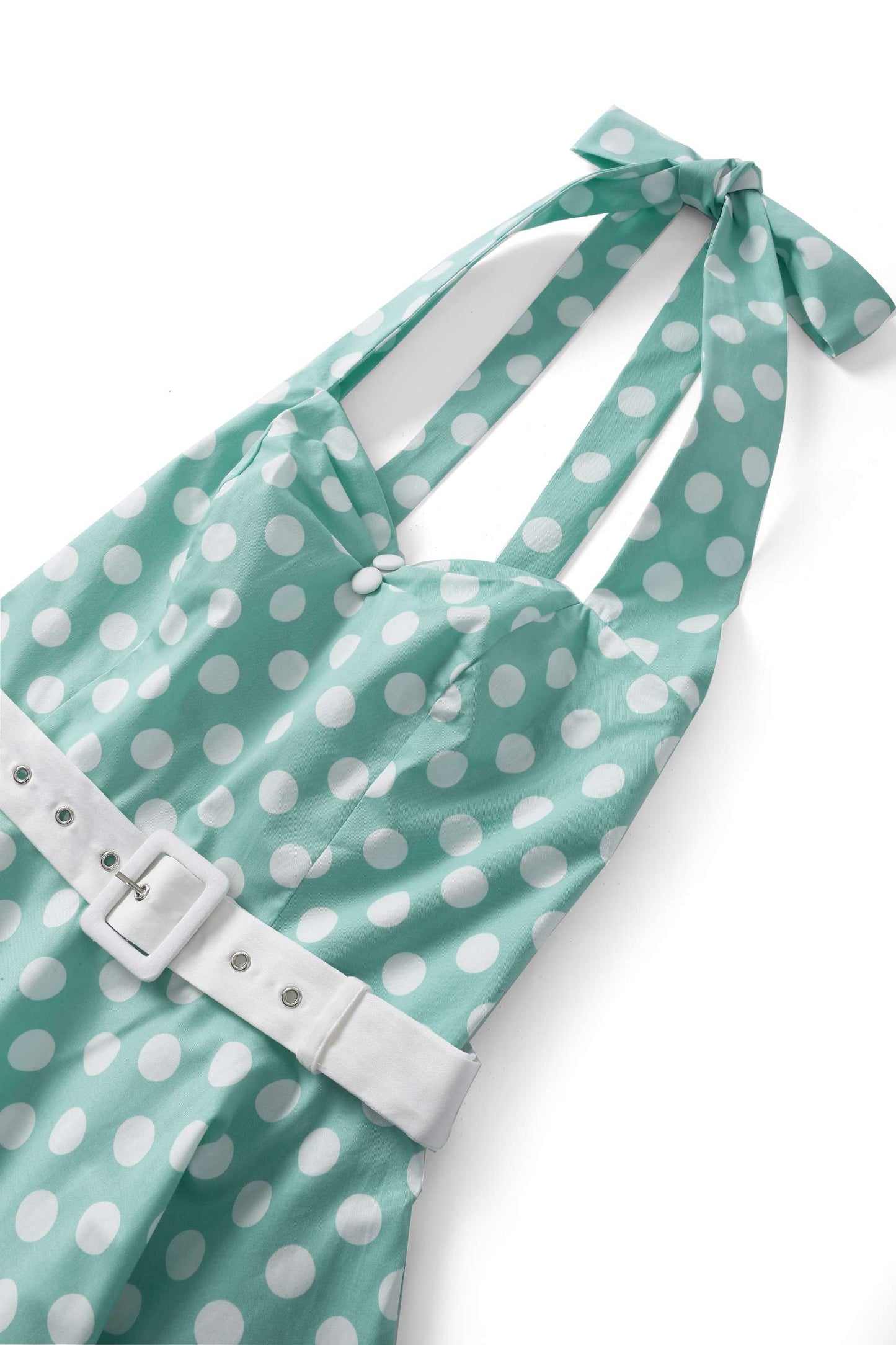 Daisy Mint Green Polka Dot Halter Dress