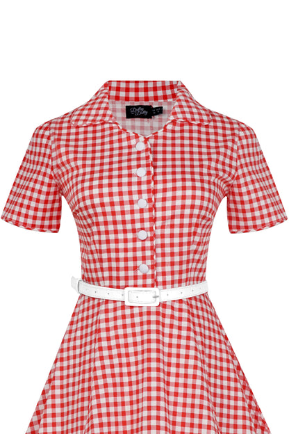 Penelope Rockabilly Red Gingham Shirt Dress