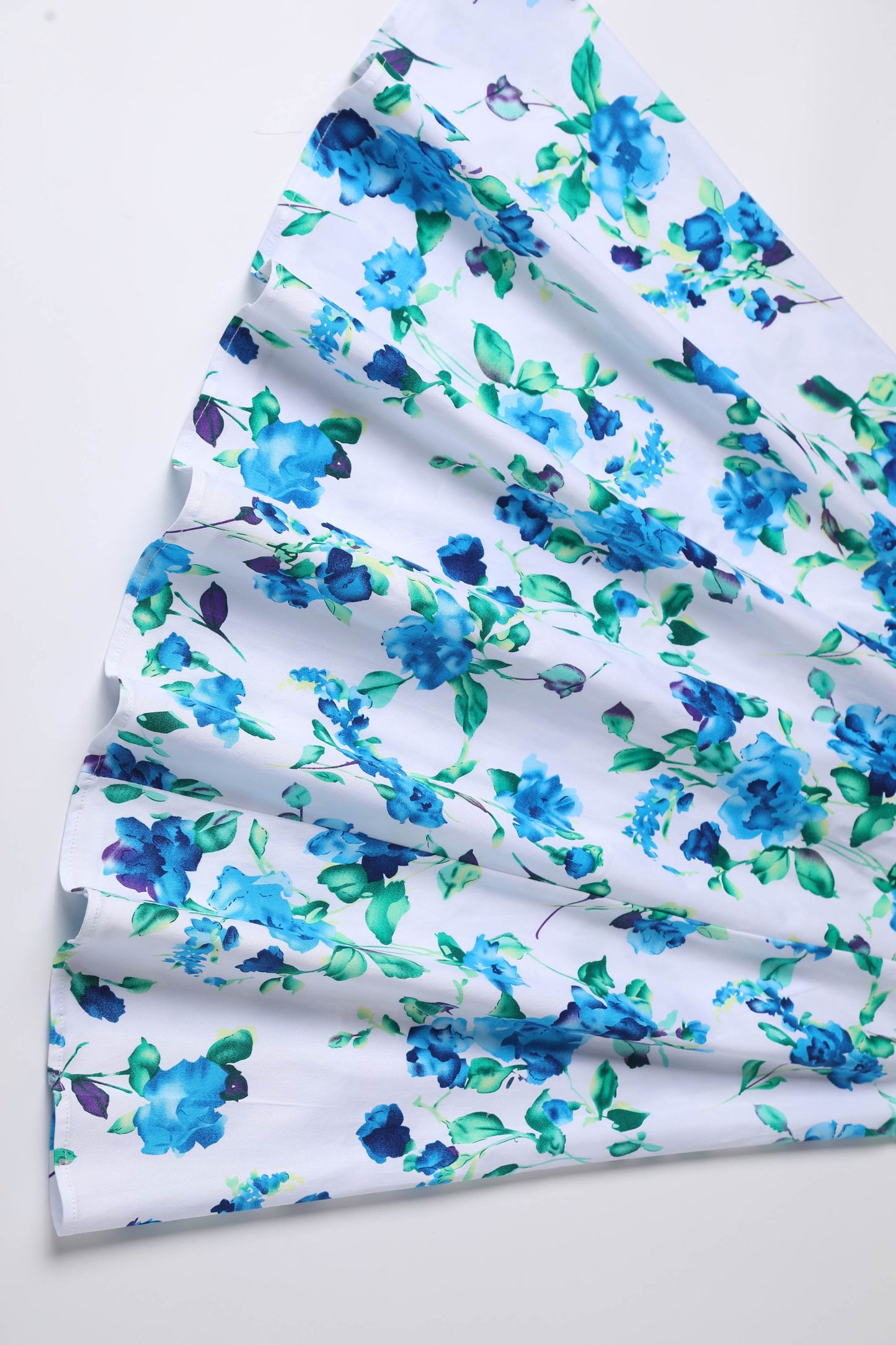 Claudia White Blue Floral Swing Dress