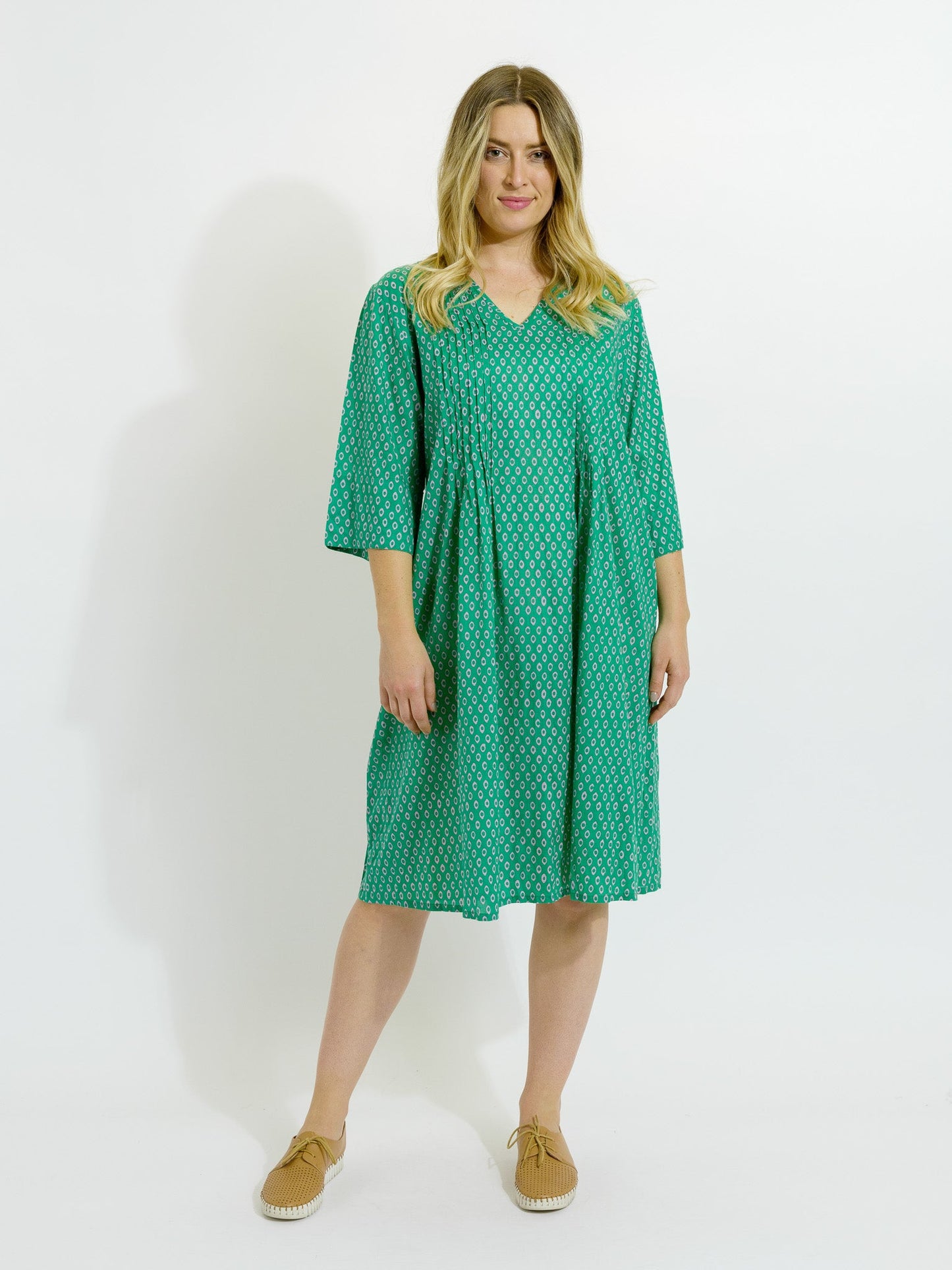 Heron Dress in Mauve and Green Eyes