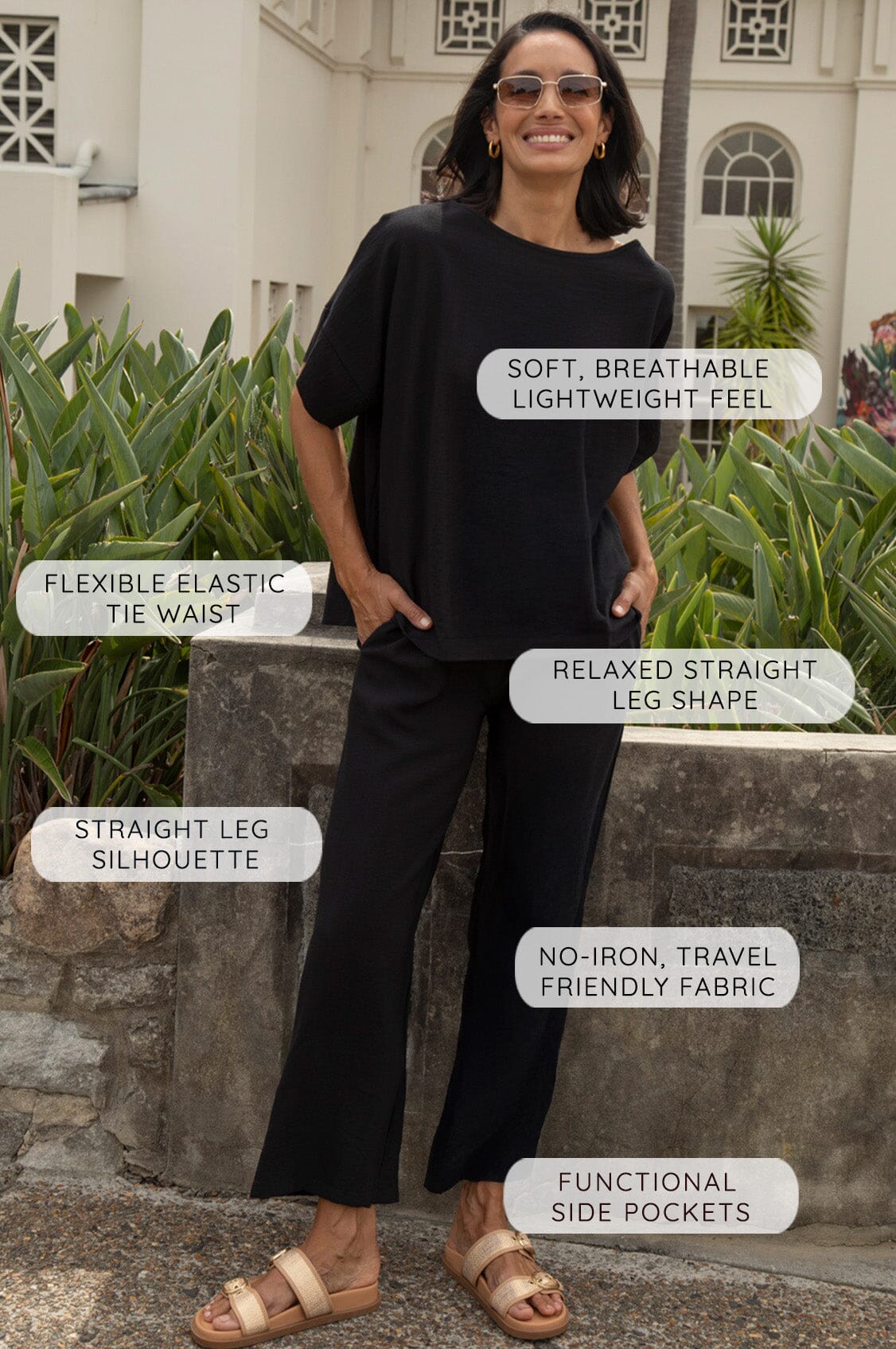 Gemma Straight Leg Tie Waist Pants Blush