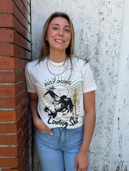 Rock & Roll Cowboy Natural Bronco 'Doing Cowboy S***' Tee Shirt BU21T09850