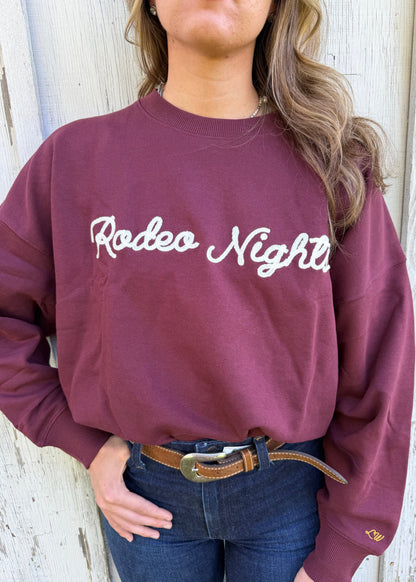 Wrangler X Women's Lainey Wilson Burgundy "Rodeo Nights' Embroidered Sweatshirt  112382793