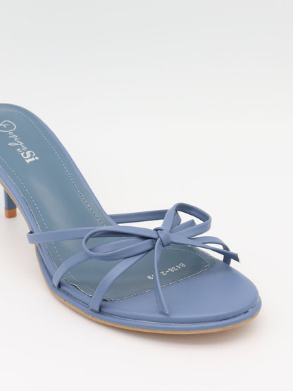Anna mules with bow detail – Dusty blue