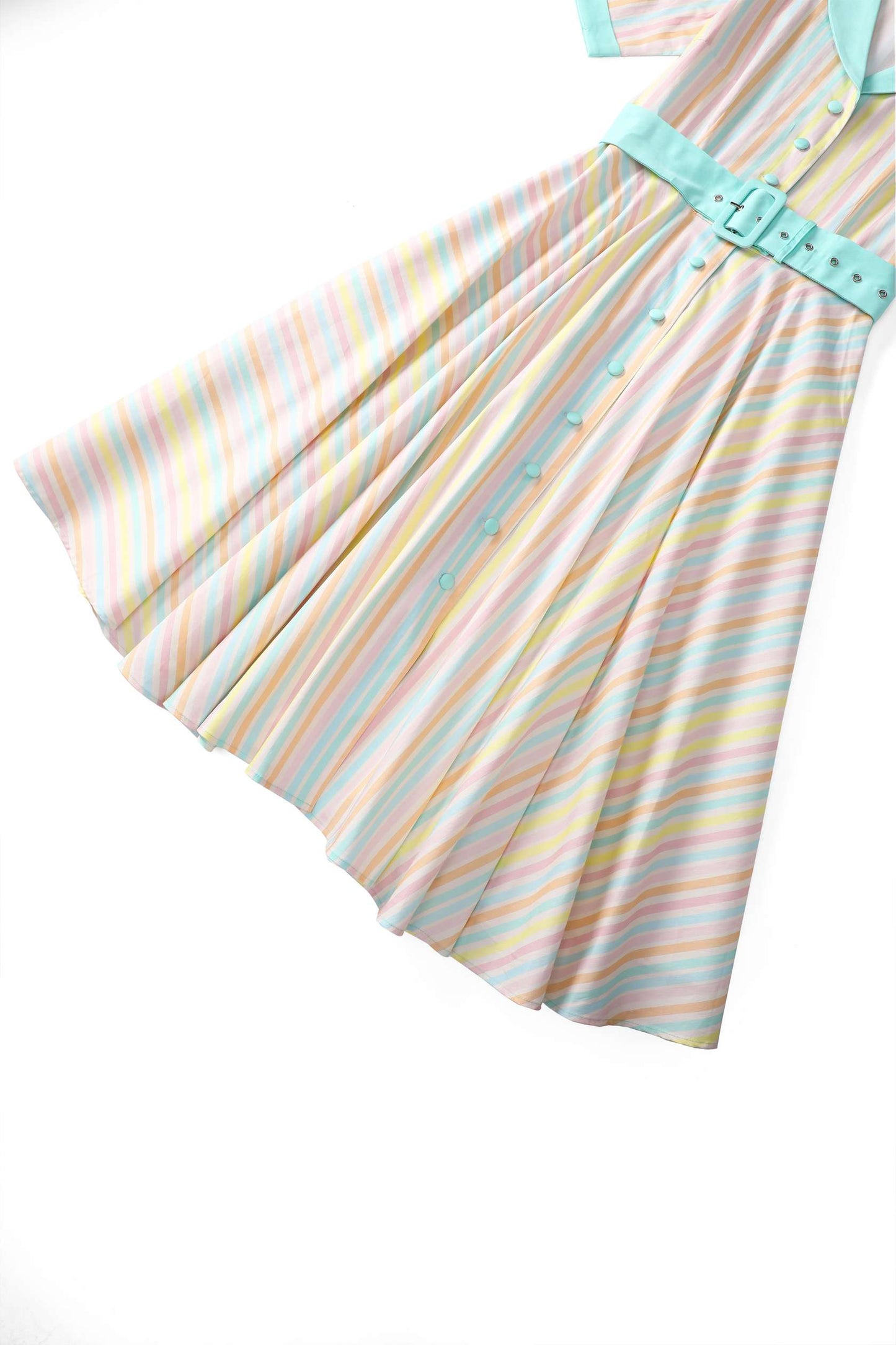 Mollie Pastel Striped Full Circle Shirt Dress