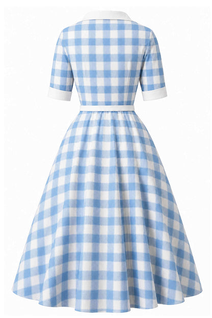 Mollie Blue Gingham Full Circle Shirt Dress