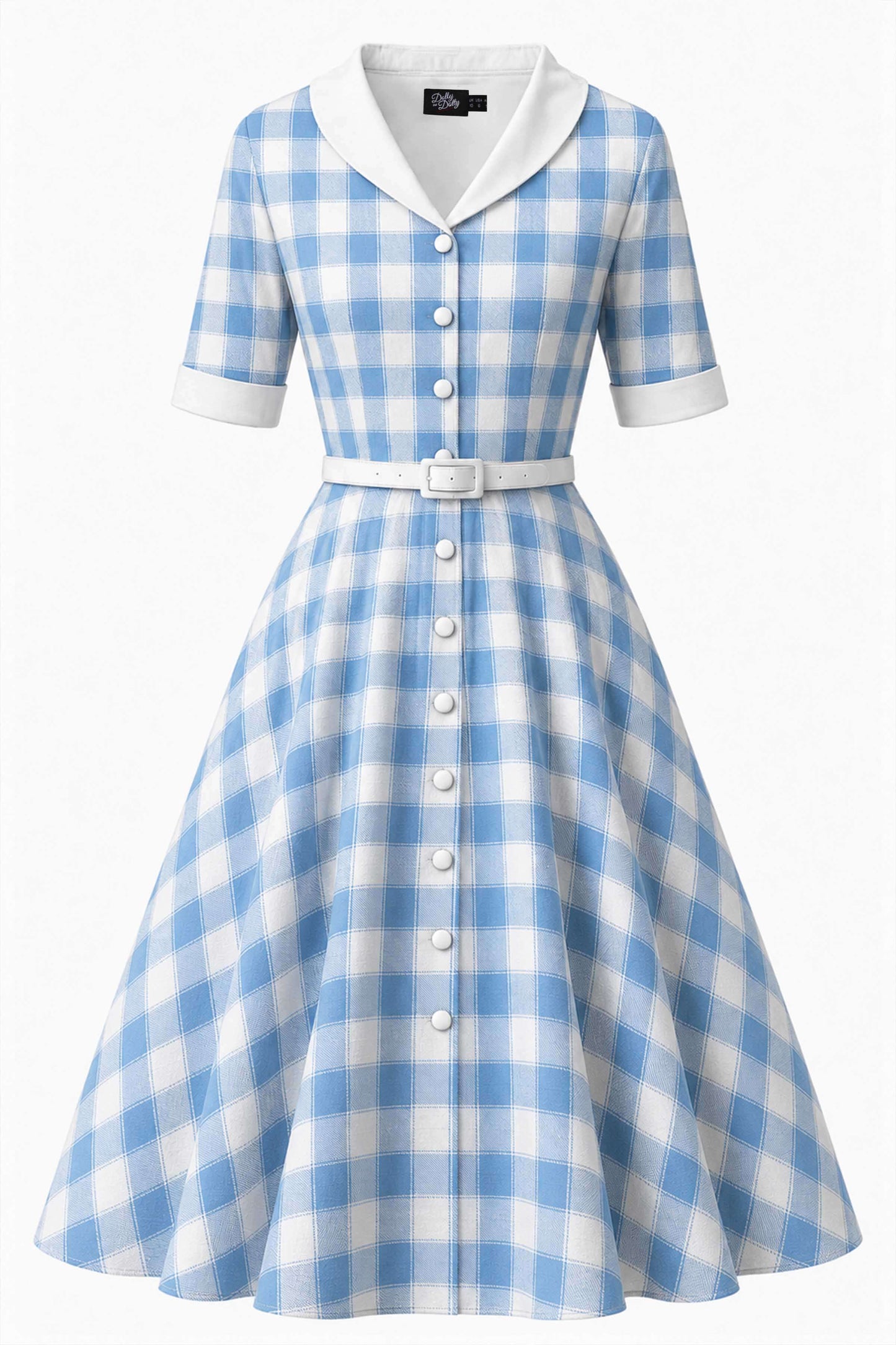 Mollie Blue Gingham Full Circle Shirt Dress