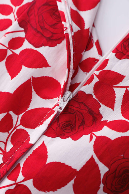 Lily Red Shadow Rose Off Shoulder Dress