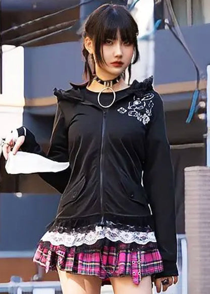 ACDC Rag Alice Gothic Rabbit Ears Zip Up Hoodie — detail shot