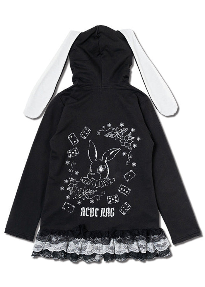 ACDC Rag Alice Gothic Rabbit Ears Zip Up Hoodie — back view