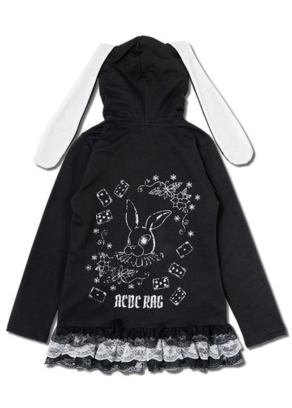 ACDC Rag Alice Gothic Rabbit Ears Zip Up Hoodie — back view