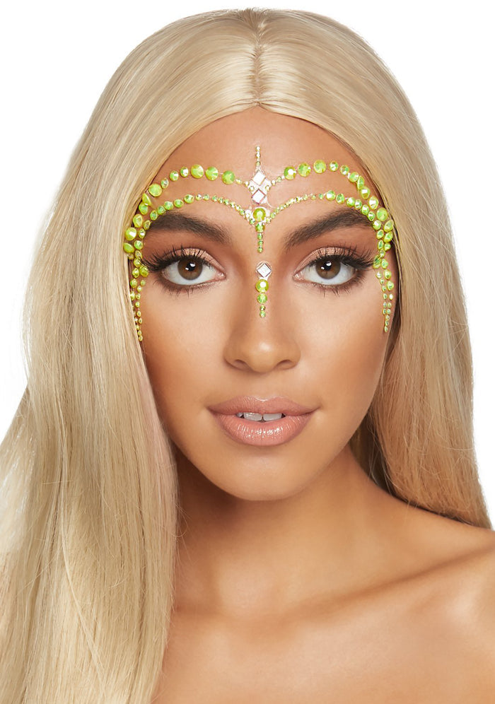 Leg Avenue Alien Queen Face Jewels in green — model view