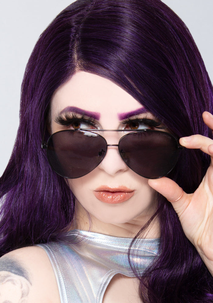 TopFoxx Amelia Sunglasses in jet black — model view