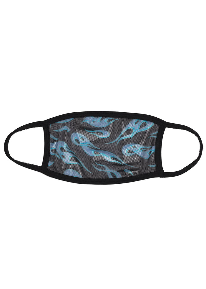 BGlittz Arctic Flame Dust Mask in multi with arctic flame print on mesh and breathable nylon rave festival face mask — front view