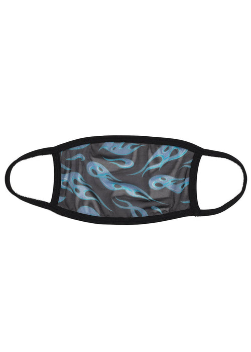 BGlittz Arctic Flame Dust Mask in multi with arctic flame print on mesh and breathable nylon rave festival face mask — front view