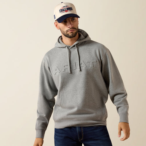 Ariat Men's Grey Heather Embossed Logo Hoodie 10079605