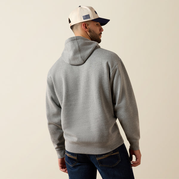 Ariat Men's Grey Heather Embossed Logo Hoodie 10079605