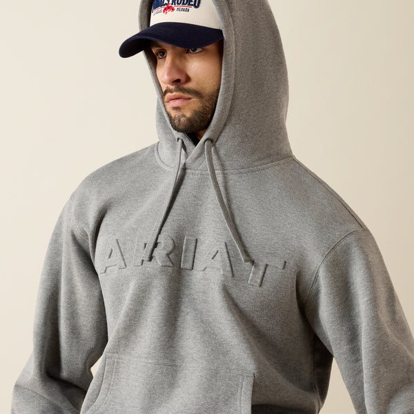 Ariat Men's Grey Heather Embossed Logo Hoodie 10079605