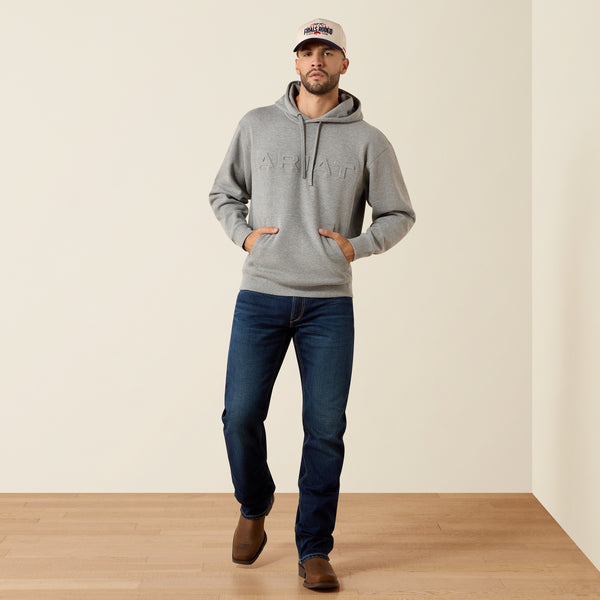 Ariat Men's Grey Heather Embossed Logo Hoodie 10079605