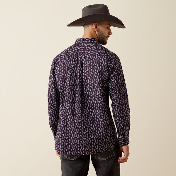 Ariat Men's Parry Purple Paisley Print Classic Fit Button Long Sleeve Shirt 10079288