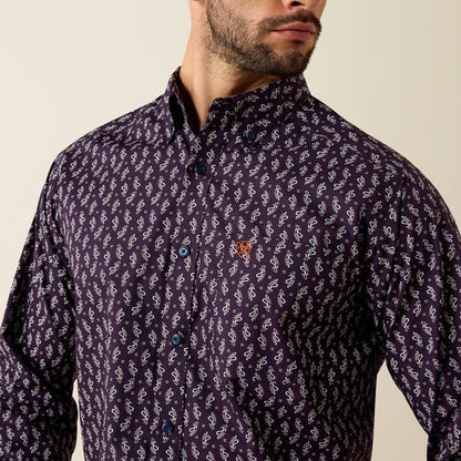Ariat Men's Parry Purple Paisley Print Classic Fit Button Long Sleeve Shirt 10079288