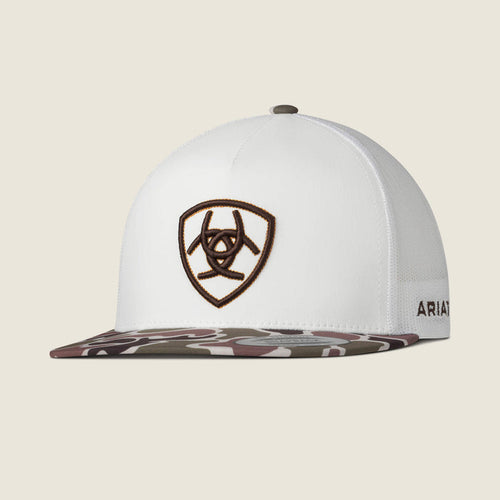 Ariat White Camo Brim 3D Logo 5-Panel Snapback Ball Cap A300097605